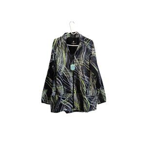 Rise by LuLaRoe Determined Athletic Zip Jacket XLarge Black Green Hi-Low Vent